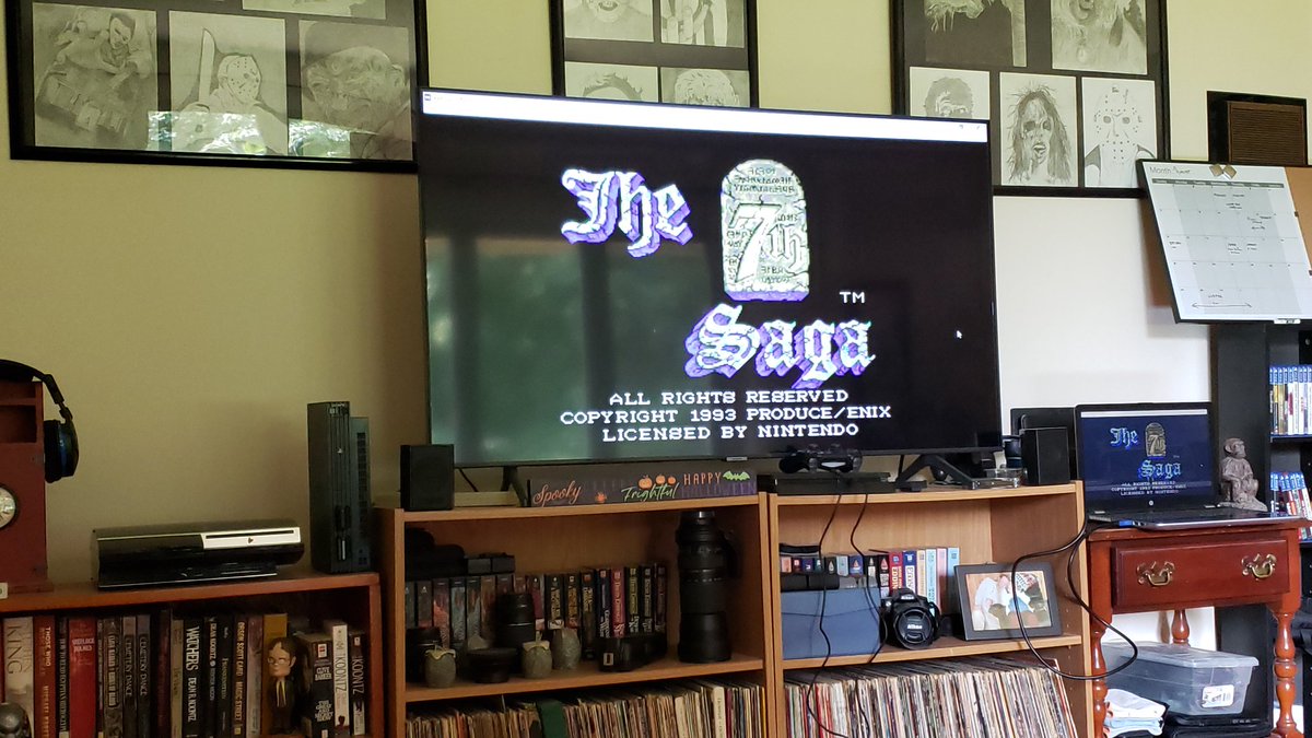 slaid's tweet photo. Retro is best when it's on the 65' Samsung lol #gaming #retrogames #the7thsaga #snes https://t.co/yViYjjeKPm