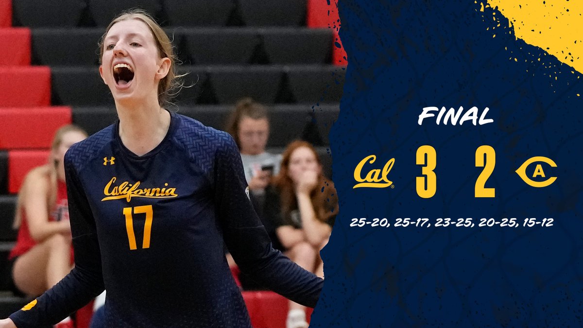 CalVolleyball's tweet photo. BEARS WIN!!! 🥳🥳

We'll see you back here on Wednesday, Sept. 21 at 8:00 p.m. for the Big Spike!

#GoBears🐻 x #OneDayBetter https://t.co/H3jovleBbT