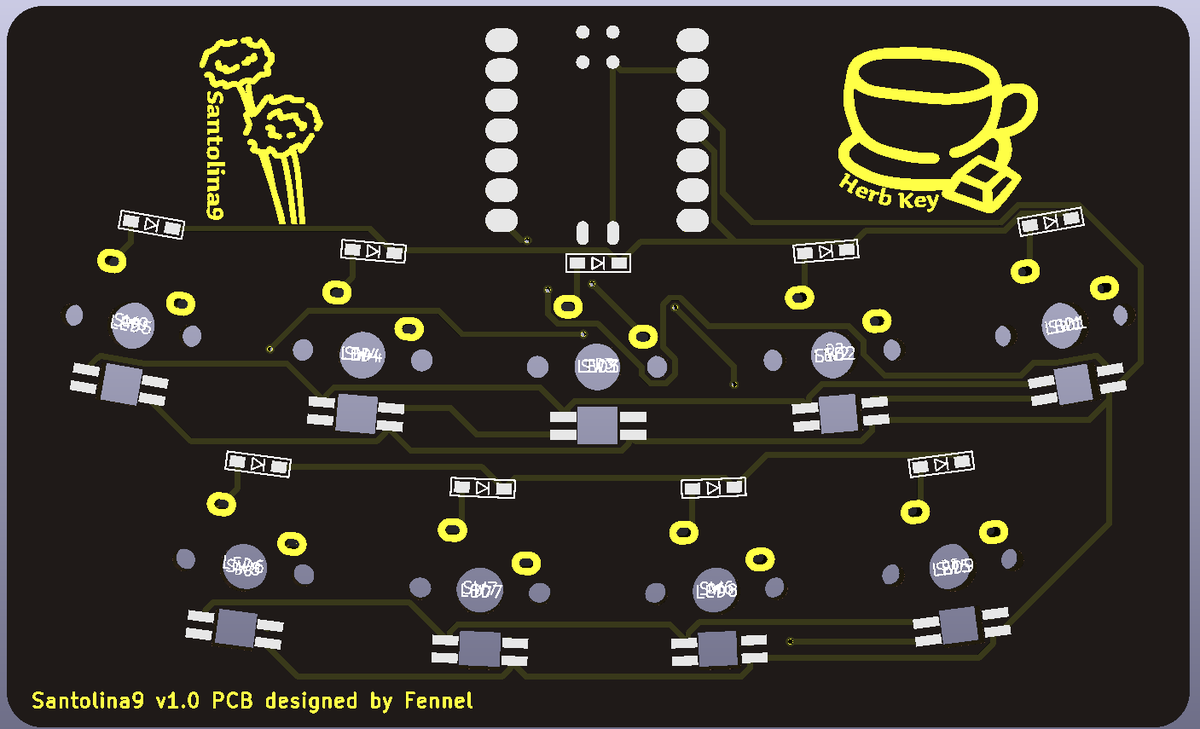 meishi2展用の5号名刺サイズマクロパッド、Santolina9を設計制作しました。
meishi2展展示モデルのスペックは以下の通りです。
・Switch : Pearlio™️ Switches
・Keycap : DSA無刻印キーキャップ/漆黒
・LED : なし(仕様です。)