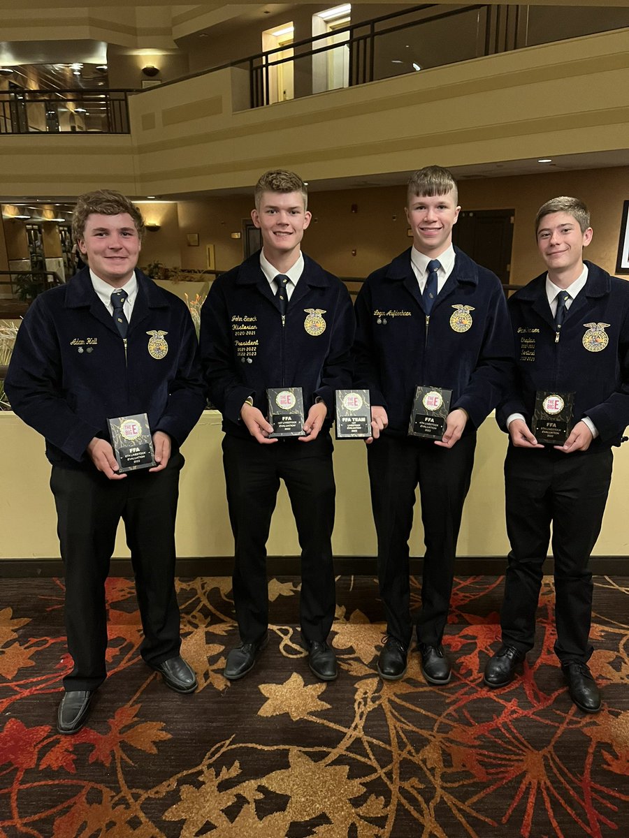 BotkinsSchool's tweet photo. BIG NEWS from the Big E Livestock Judging Competition. The @botkinsffa Livestock Judging Team are your WINNERS!!🎉 Congratulations to members John Smock 1st overall, Logan Aufderhaar 4th, Jacob Yenser 5th and Adam Hall 8th. Job well done! @WapakDaily @sidneydailynews https://t.co/VBvkFNFF2t