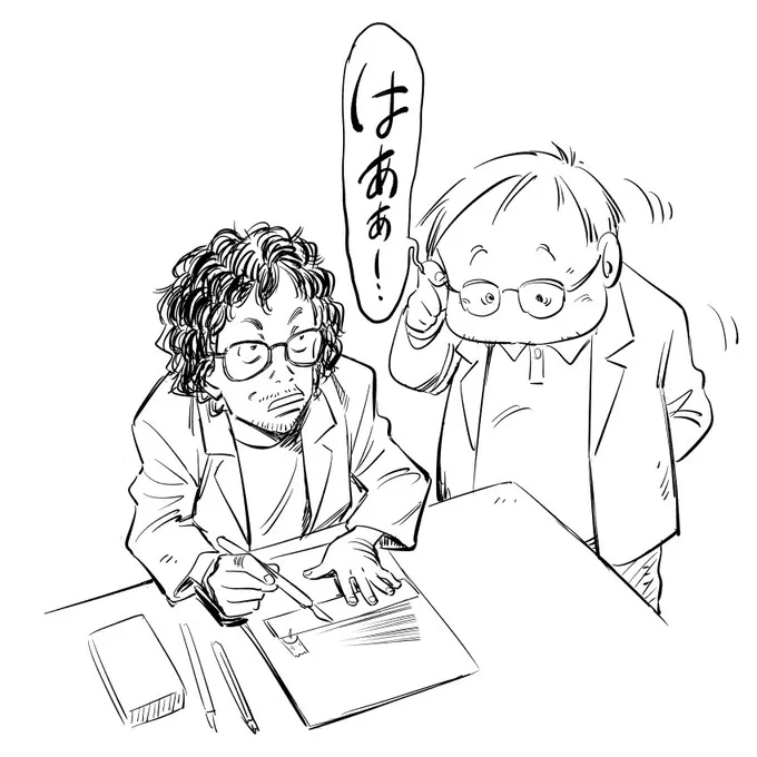 神々の共演

トークショーの中で線の引き方を披露する浦沢先生と、立ち上がってかぶりつきで見る安彦先生。「漫勉」で視聴者の度肝を抜いた安彦良和でも他の漫画家の技法は新鮮で興味津々なんだなぁ…… 