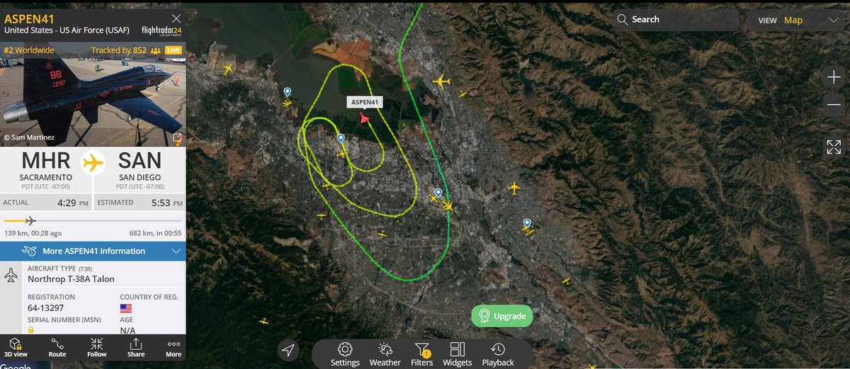 spottinbayarea's tweet photo. ASPEN41 is the second most tracked flight on FR24 right now. https://t.co/yVpGIVk5Ic