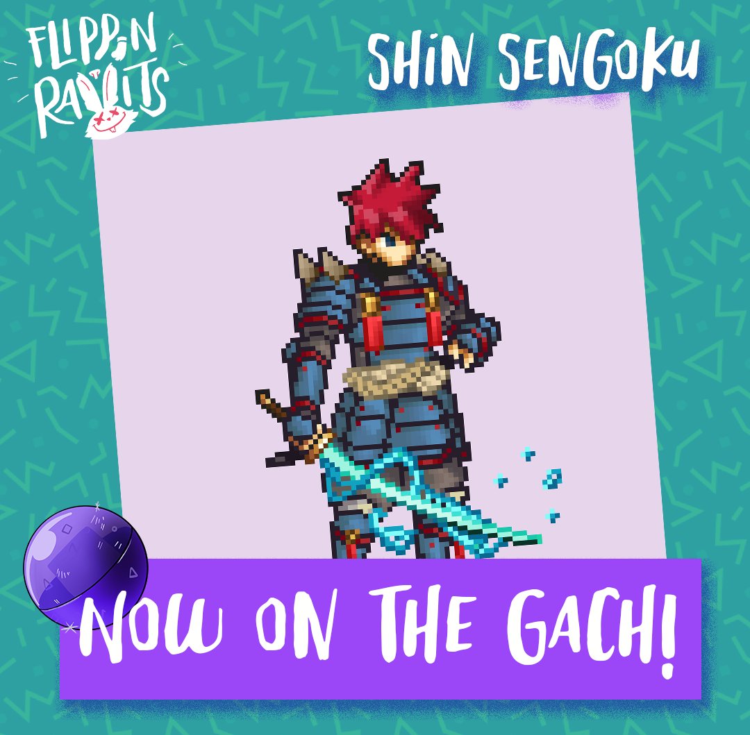 Hello Rabbits!

Our friends <a href="/ShinSengokuNFT/">Shin Sengoku NFT</a> donated 3 NFTs from their collection to our Gachapon!

Shin Sengoku is bringing jrpg vibes to the space with their idle-staking platform. Stay tuned for updates to their UI/UX and their loot boxes 👀

Now on the gacha!

#JustFlipIt