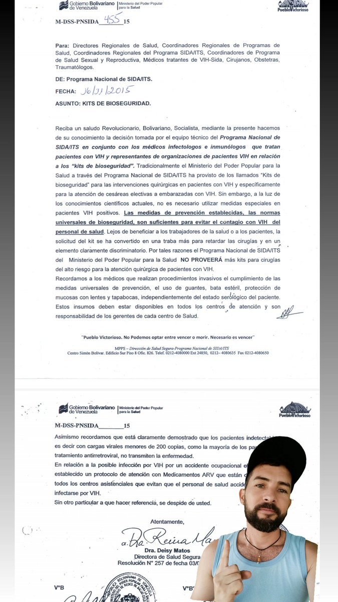 JesusGR3311's tweet photo. Desde 2015 en Venezuela no se exige el Kit de Bioseguridad para personas VIH positivas.

Queda demostrado en ciencia que el uso de las medidas de seguridad son más que suficientes.

Los usuarios no exigen a los médicos con VIH usar doble guante.

https://t.co/oeS8pj2Kqz https://t.co/6PCaATCRK9