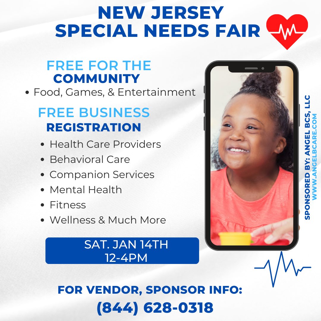 AngelBCare's tweet image. New Jersey Get Ready! 

Ticket, Vendor, Sponsorship, Information. 
TEXT (844) 628-0318 for more info. 
Website: AngelBCare.com

#indoor #fair #specialneeds #disabilityawareness #InclusionMatters #diversity #equality #disabilityawareness  #mentalhealth #inclusion
