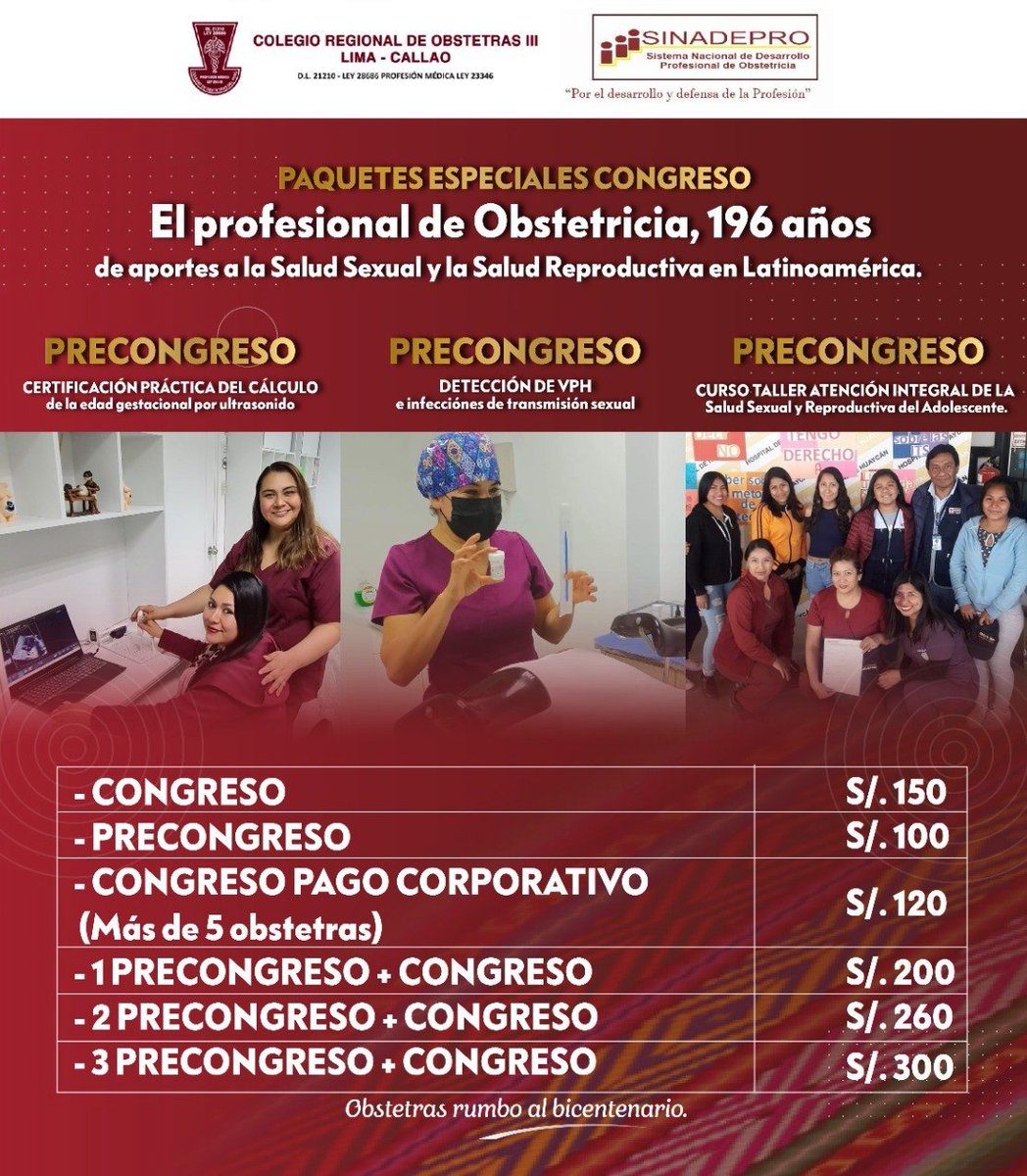CROIII_LC's tweet photo. PAQUETES ESPECIALES - CURSOS PRE CONGRESO “EL PROFESIONAL DE OBSTETRICIA, 196 AÑOS DE APORTES A LA SALUD SEXUAL Y LA SALUD REPRODUCTIVA EN LATINOAMÉRICA”
https://t.co/eBoR4wM4uh https://t.co/ETIphuod5z