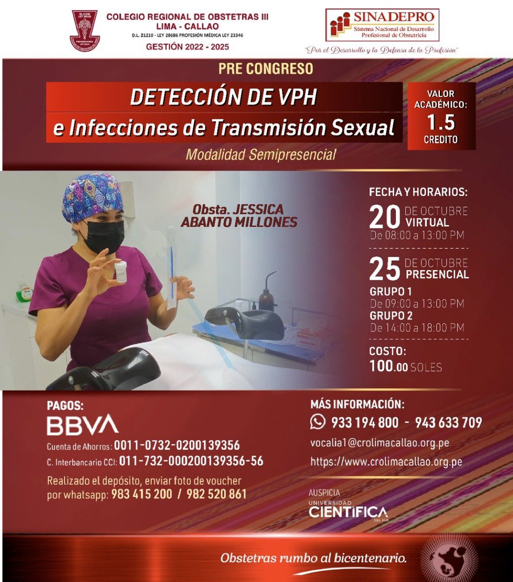 CROIII_LC's tweet photo. PAQUETES ESPECIALES - CURSOS PRE CONGRESO “EL PROFESIONAL DE OBSTETRICIA, 196 AÑOS DE APORTES A LA SALUD SEXUAL Y LA SALUD REPRODUCTIVA EN LATINOAMÉRICA”
https://t.co/eBoR4wM4uh https://t.co/ETIphuod5z