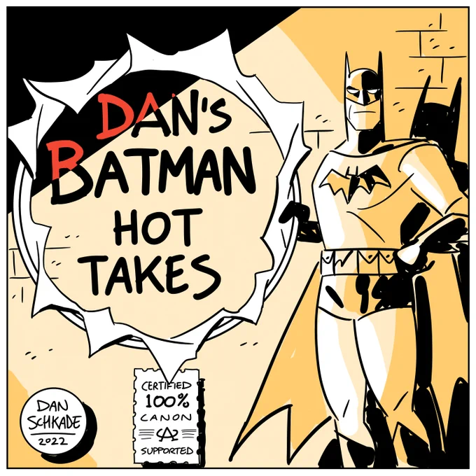 Batman's a cool character, but I also find him, like,  absurdly funny. Here's a thread of some of my Gotham-oriented gag comics (all in good fun, all in good fun) #BatmanDay 🦇 