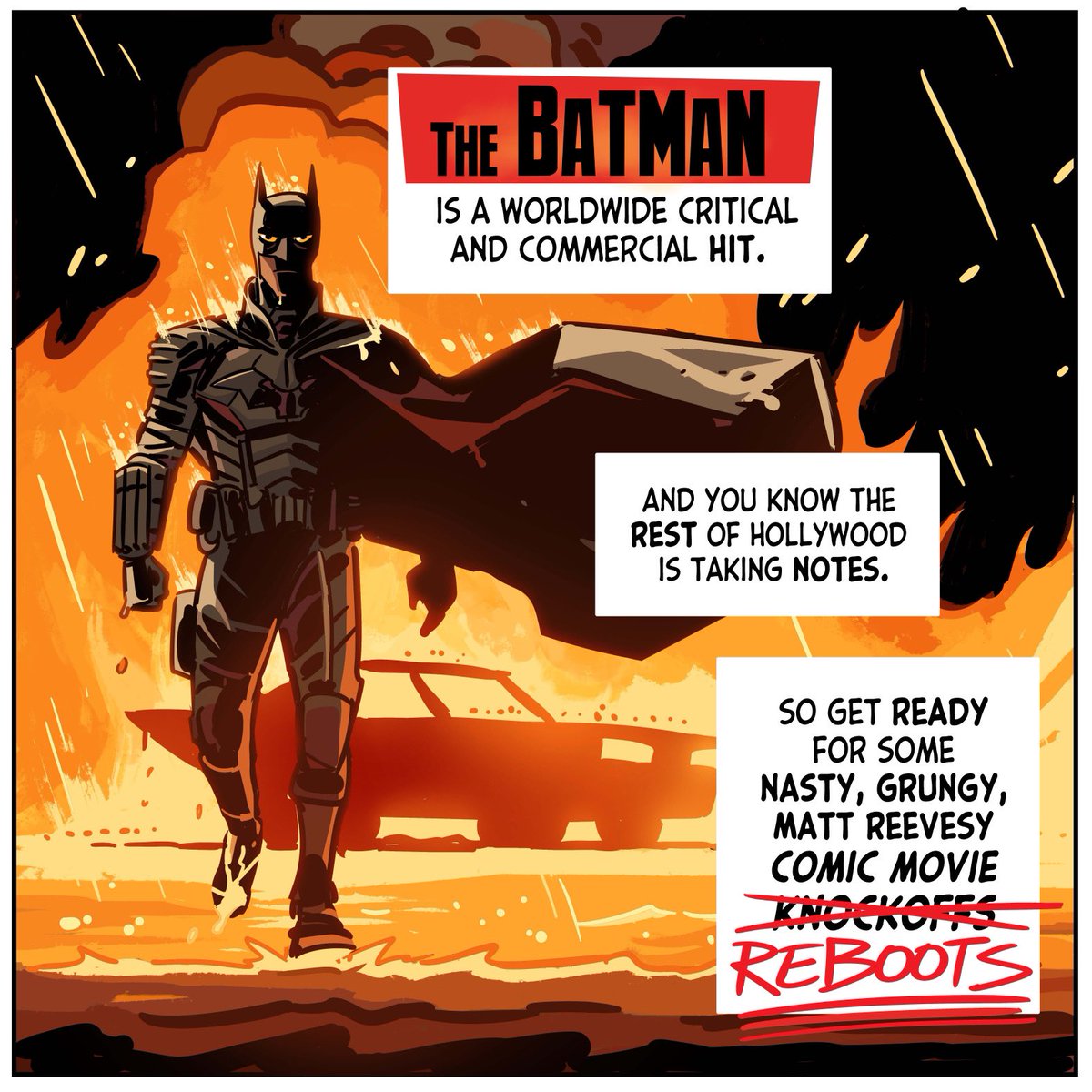Batman's a cool character, but I also find him, like,  absurdly funny. Here's a thread of some of my Gotham-oriented gag comics (all in good fun, all in good fun) #BatmanDay 🦇 