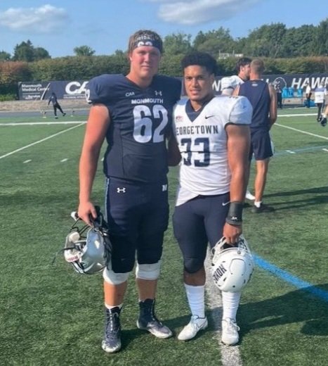 Gr8 to see <a href="/SRHS_FB/">Southern Regional Football</a> Alums face off today
<a href="/cornelius_jt/">JT Cornelius</a> <a href="/MUHawksFB/">Monmouth Football</a> and <a href="/Jaiden04brown/">Jaiden Brown ‘22</a> <a href="/HoyasFB/">Georgetown Football</a> very proud of both players. Best of Luck!
#RamPride🐏🏈🇺🇲 
#FlyHawks 
#HoyaSaxa 
<a href="/shoresportsman/">Kevin Williams</a> @ShoreFbReport <a href="/Bob_Badders/">Bob Badders</a> <a href="/SRSDwrestling/">Southern Regional Rams Wrestling</a> <a href="/SR_Running/">Southern Running</a> <a href="/SMelega/">Steve Melega</a> <a href="/smfalk/">Steven Falk</a> 
<a href="/ACPressMcGarry/">Michael McGarry</a>
