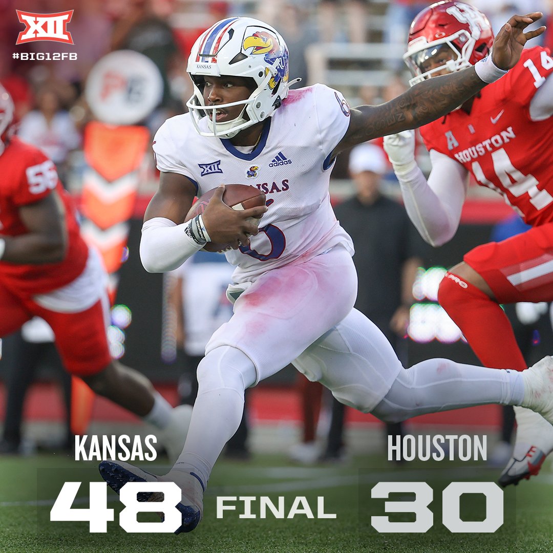 Big12Conference's tweet photo. The Kansas Jayhawks are 3-0‼️

#Big12FB x @KU_Football https://t.co/XuTuo76u0D
