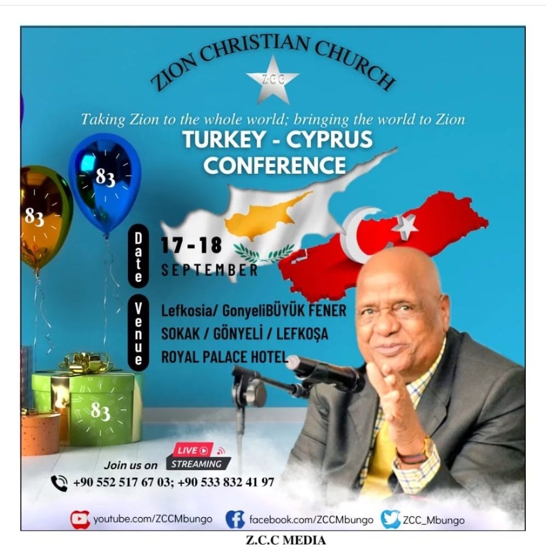 ZCC_America's tweet image. TURKEY - CYPRUS CONFERENCE 🇹🇷 🇨🇾 
September 17-18

#zcc #zionchristianchurch