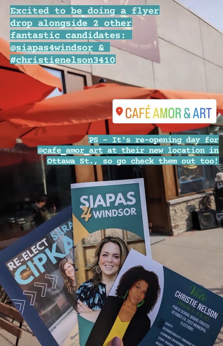 CipkarSarah's tweet photo. Spent the day canvassing &amp; dropping lit in ward 4, not just for me - but for 2 awesome candidates! @Siapas4Windsor deserves your vote for City Councilor &amp; #christienelson3410 would be my pick for school board trustee (you can vote for 2 &amp; there's an open seat)! https://t.co/ilDkh4sqw1