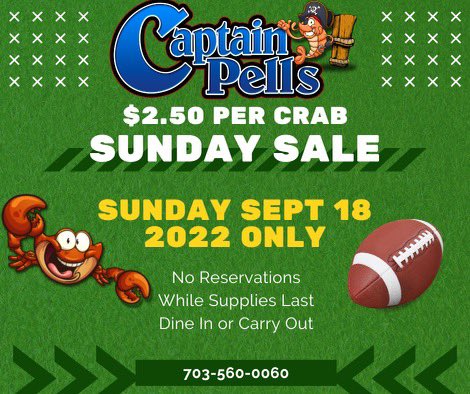 CaptainPells's tweet image. #bluecrabs #nfl #sundaynightfootball #commanders #chesapeakebay #fantasyfootball #fanduel #draftkings #sportscenter #espn #queenelizabeth #crabs #seafood #restaurant #ncaafootball #nascar