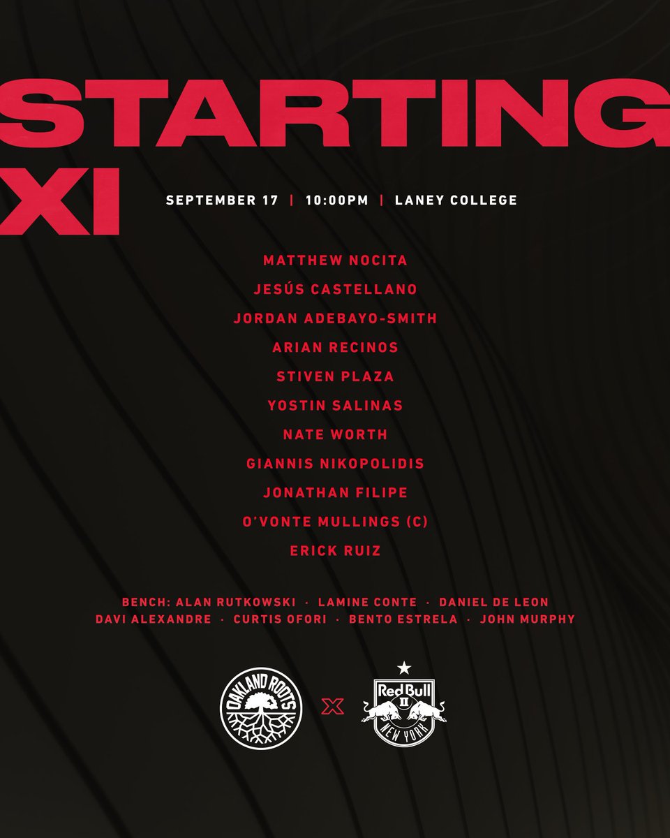 NYRBII's tweet photo. 🚨 STARTING XI 🚨 

#OAKvNY | #NYRBII https://t.co/MvJYWViUZd