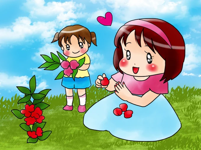 爪を鳳仙花で染めておしゃれする女の子 