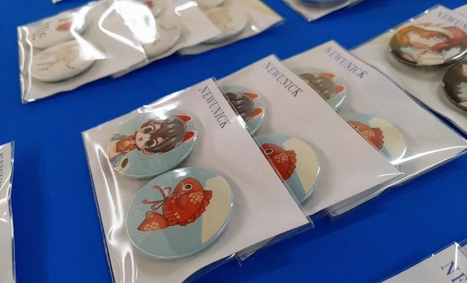 智勇館のエントランス付近で缶バッジ販売してます!ここでしか買えないグッズが沢山ありますので是非お越しください!(一枚目私の缶バッジです!)#大瓜生山祭2022 