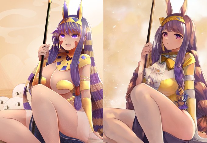 これはタグに「ウマ娘」って入れたのでそれっぽくなったニトクリス。ウマ娘世界に転生したら名前はメイキョウホウテンとかになるんだろうか。ダートが得意そう。
#trinart 