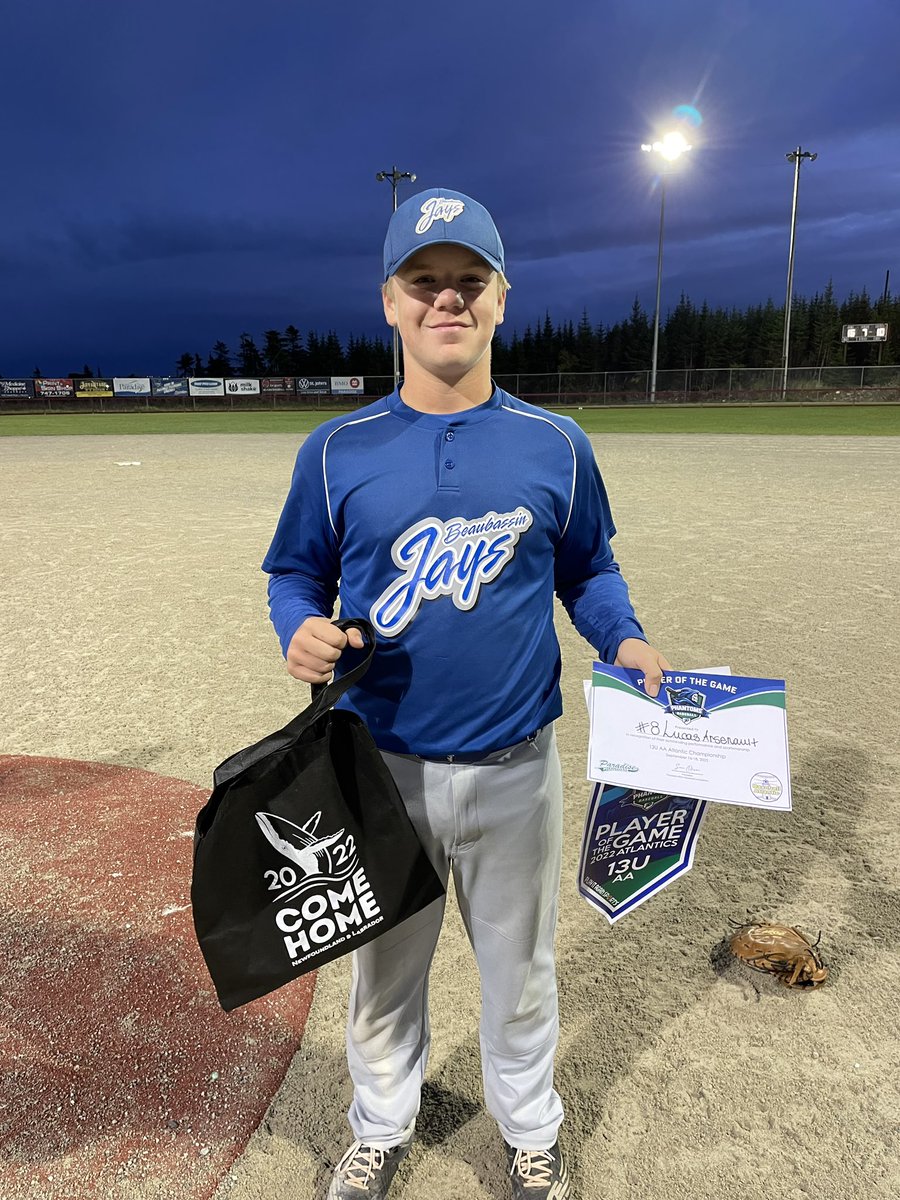 Players of the game for our final game at Atlantics were Mason Lynch and Lucas Arsenault!  It was a game Mason won’t soon forget as he smashed 2 Homeruns, including a grand slam in the 4th inning!   Way to go!