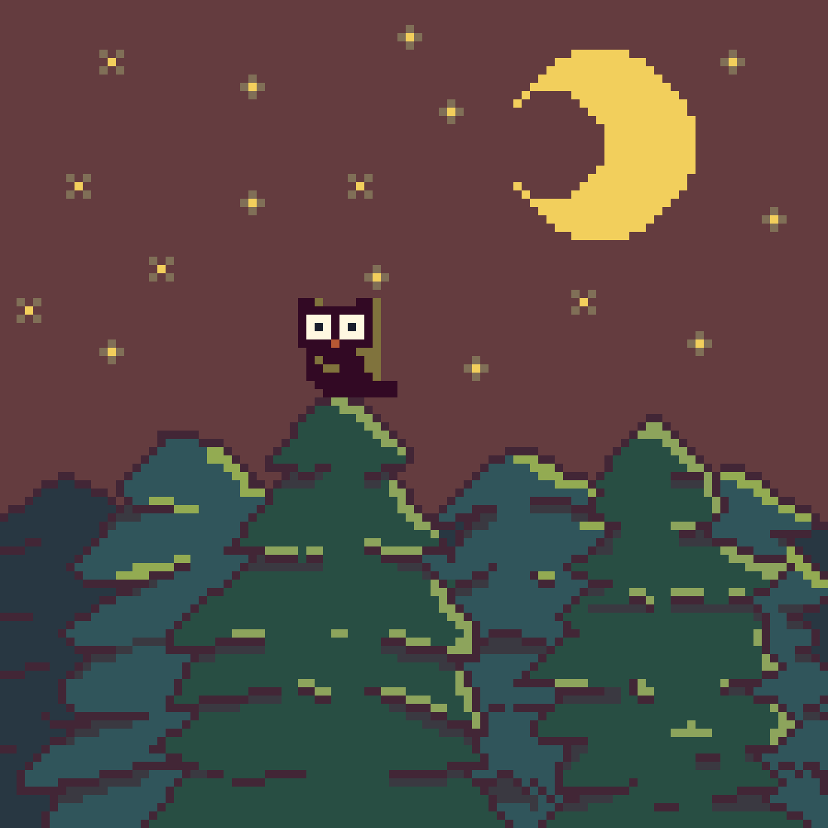 pexbitgalary's tweet photo. The Night art08. Midnight Owe

#pixelart  #pixel #nftart #NFTCommunity https://t.co/8EiNrvoFqQ