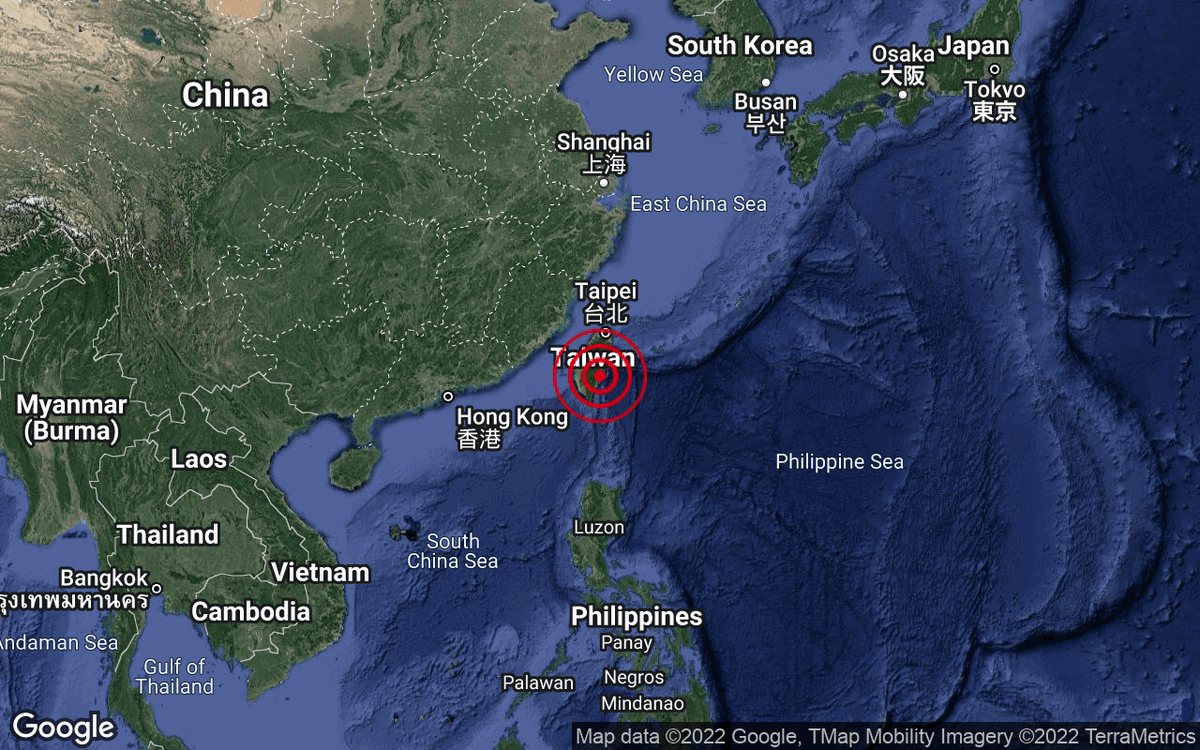 metmalaysia's tweet photo. Gempa bumi kuat M6.6 berlaku di Taiwan pukul 2:44 ptg, 18 September 2022. Pusat GB tersebut terletak 23.2° Utara dan 121.3° Timur dengan kedalaman 10 km. 75km Tenggara dari Chiayi,Taiwan. Tiada ancaman tsunami kepada Malaysia.
#gempabumiMETMalaysia
#mygempa.met.gov.my https://t.co/tF3C5a9eBD