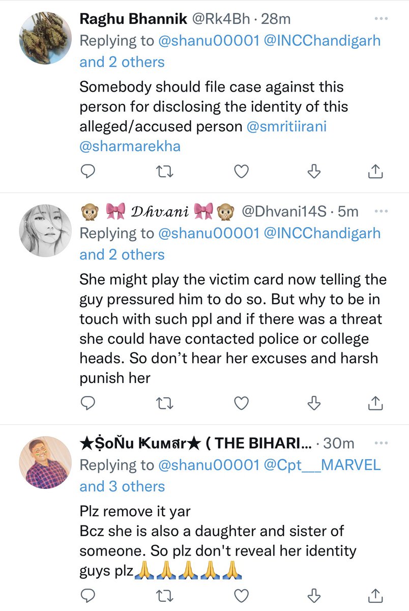 1/2 

ये घीनौना अपराध लड़की ने किया है तो इसका मतलब ये नहीं कि हम इसकी पहचान छुपाये अगर ये कोई लड़का करता तो अभी तक उसका फोटो मीडिया की पहली हैडलाइन में होता। जब उस लड़की ने वायरल करने से पहले नहीं सोचा तो हम किसी के लिए क्यों सोचे