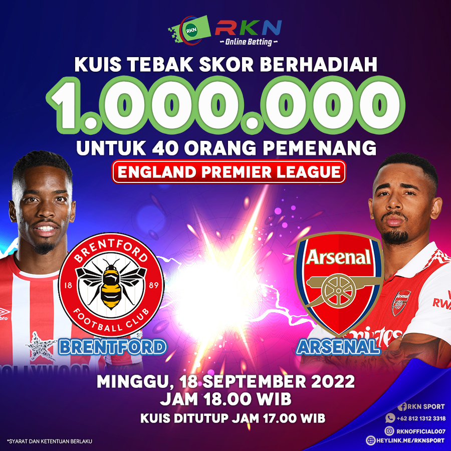 RknSport's tweet photo. 🏆 RKN - KUIS TEBAK SCORE 🏆 PREMIER LEAGUE ENGLAND 🏆
⚽ BRENTFORD VS ARSENAL
📅 MINGGU, 18 SEPTEMBER 2022 | JAM 18.00 WIB | KUIS DITUTUP JAM 17.00 WIB
💰 𝐇𝐚𝐝𝐢𝐚𝐡 @𝐑𝐩 𝟐𝟓.𝟎𝟎𝟎 𝗯𝘂𝗮𝘁 𝟰𝟬 𝐨𝐫𝐚𝐧𝐠 ( 𝘀𝗮𝗹𝗱𝗼 𝗺𝗮𝗶𝗻 )

#rknsport #rknslot #tebakscore #ligainggris https://t.co/NIvxuX86Us