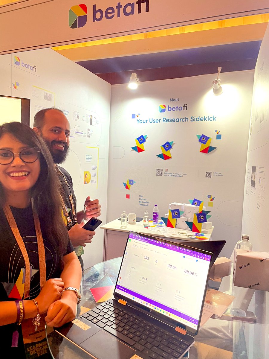 Lucid_Interval1's tweet photo. It’s so heartening to see the zeal to make ‘User Research’ ubiquitous! ❤️Congratulations @betafi_co! @DesignUpConf #KnowThyUser #DesignUp22 #UserResearch https://t.co/ReNbuZKuCF