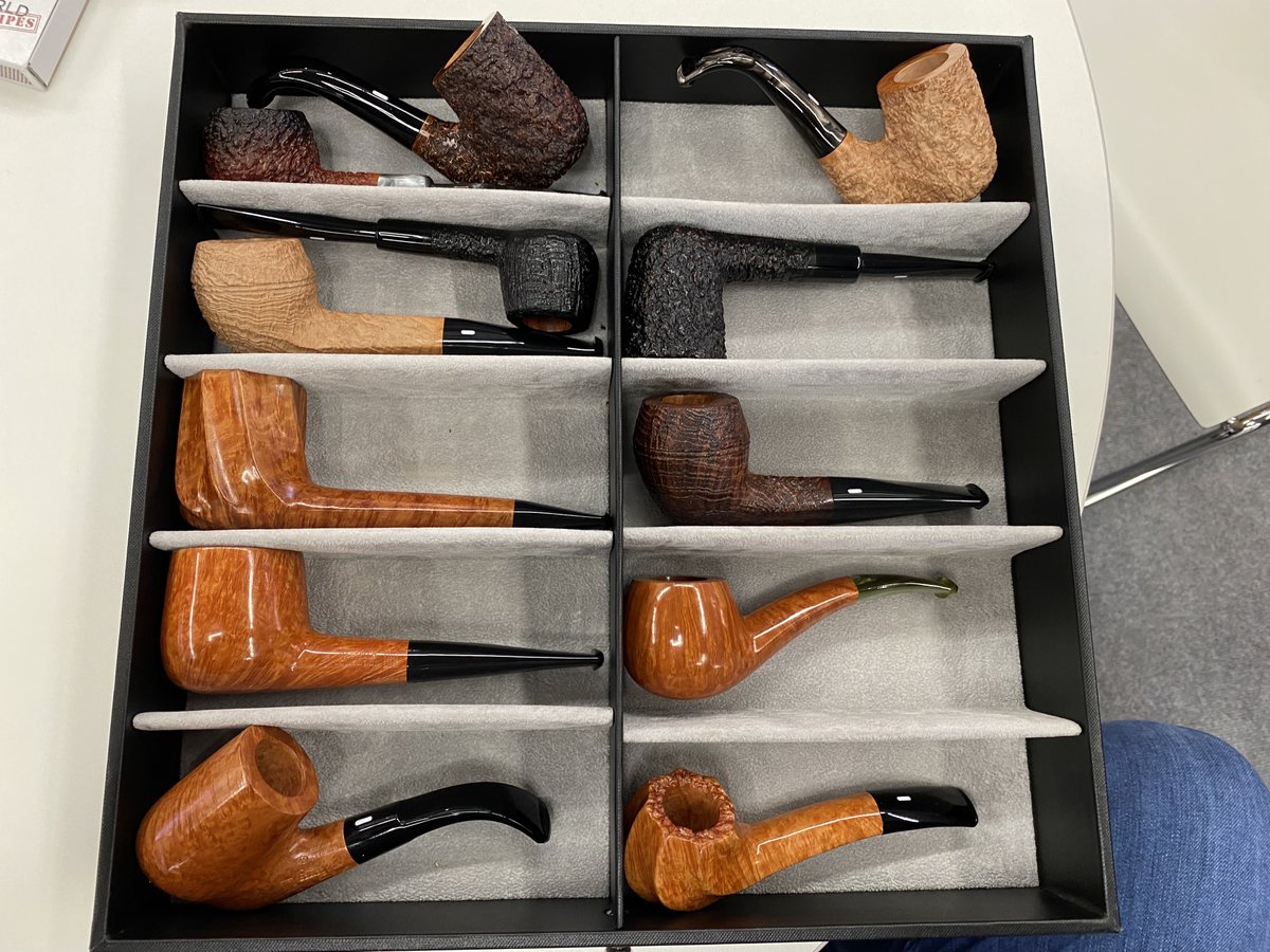 Our Collection of new Castello Pipes on the #Intertabac2022 . Unfortunately, there was not a big stock. #Cigarworldde #cigarworldpipes #castellopipes #tobaccopipes #pipesmokers #newpipes #italianpipes #handmadepipes