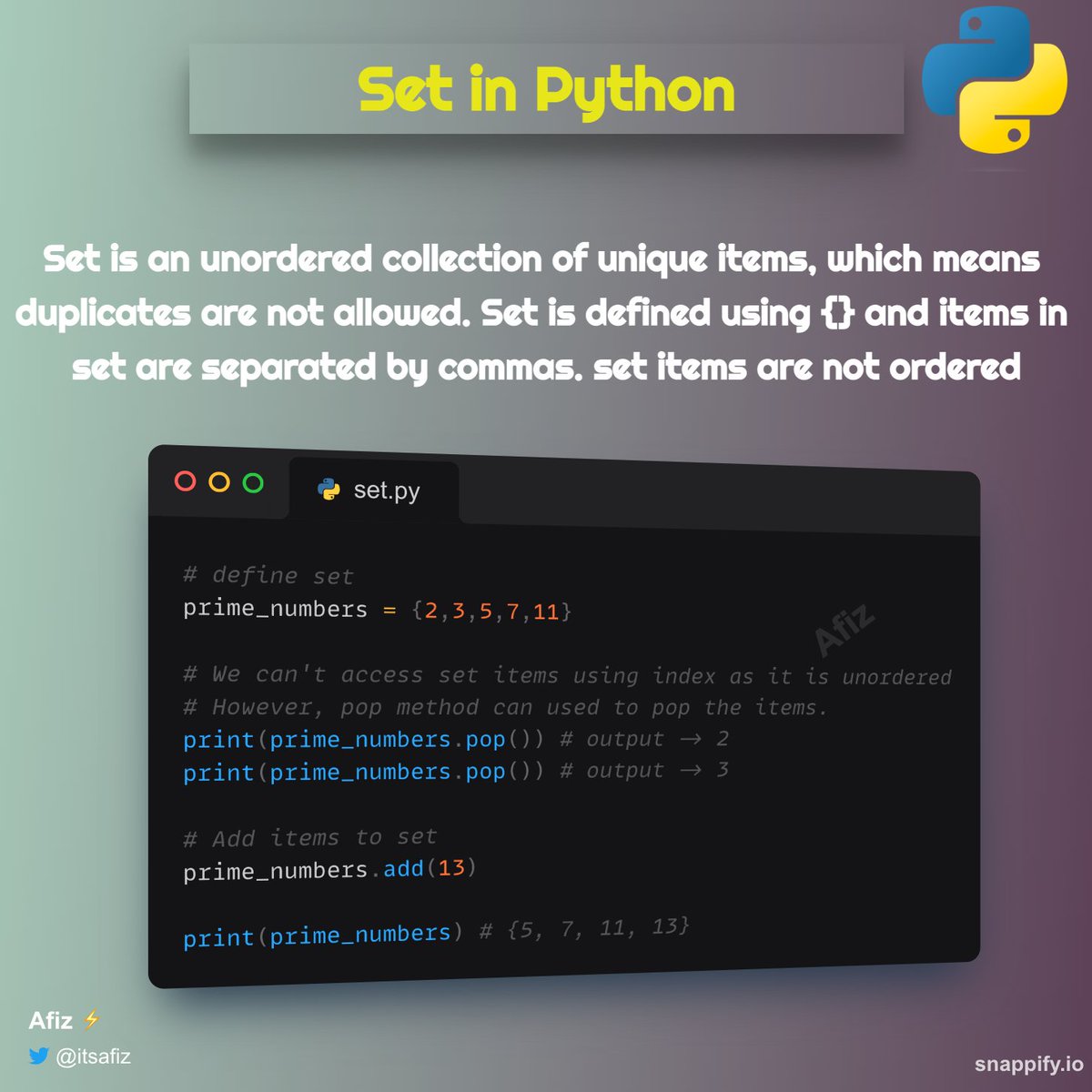Built in data types in python with code snippets in python every