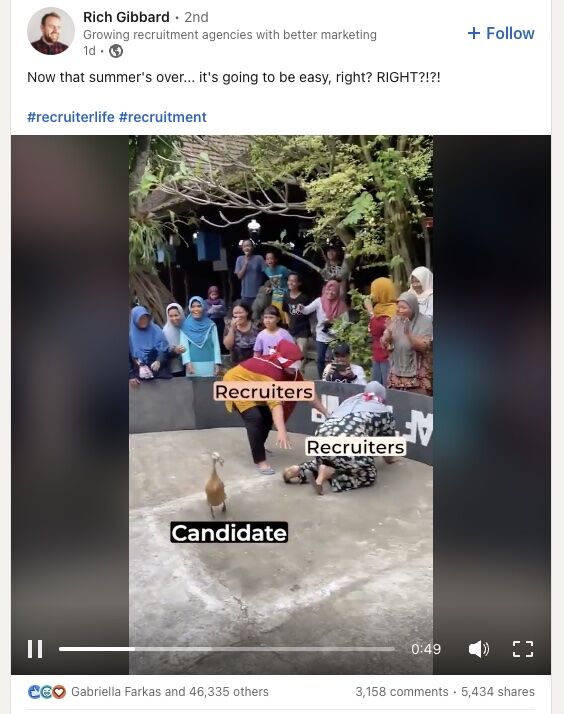 OMG! 🤣🤣🤣 if there is one video you watch on LinkedIn this week it has to be this! 

tell me sourcing is easy one more time 😅 

link to the video is here 👉 👉 👉 linkedin.com/posts/richgibb…