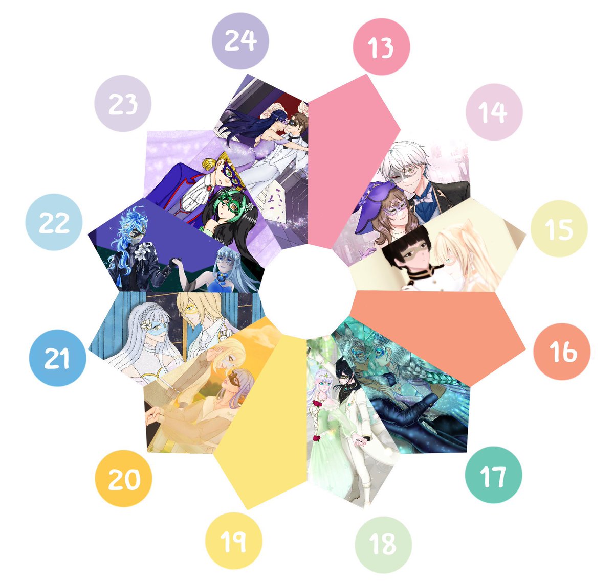 QxQrin's tweet photo. 🎭 วงล้อสีตี้งานเต้นรําหน้ากาก masquerade theme 🎭

thank you making a beautiful rainbow wheel with me!
feel free to QRT to show your full art

ขอบคุณที่มาจอยตี้นะคะ  ❣️
โควทภาพเต็มที่ทวิตนี้ได้เลยนะคะ https://t.co/KMc71OrRU5