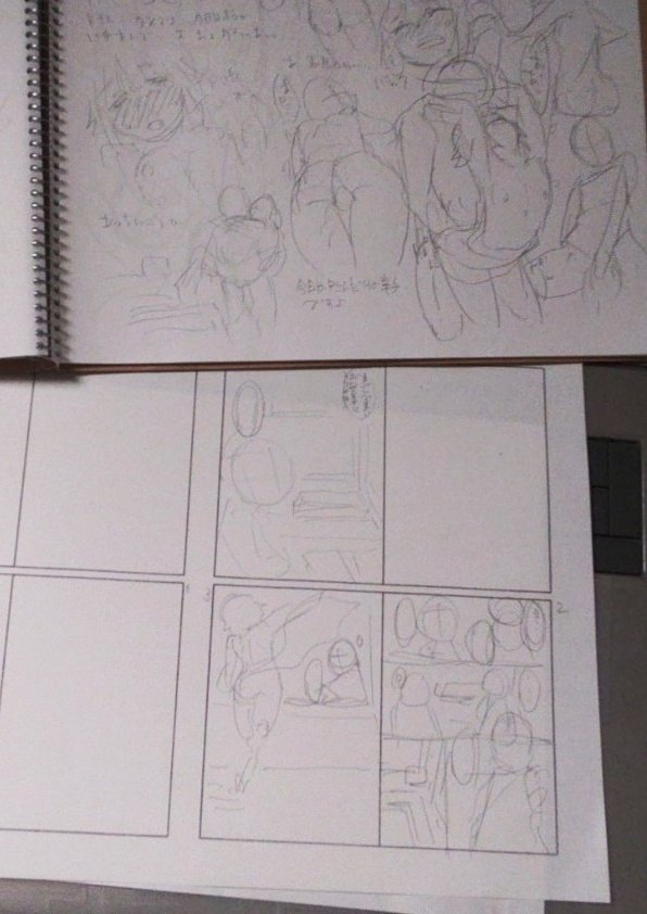 今日はPC点けずにアナログ作業。ネームの描き方忘れた…('・ω・`) 