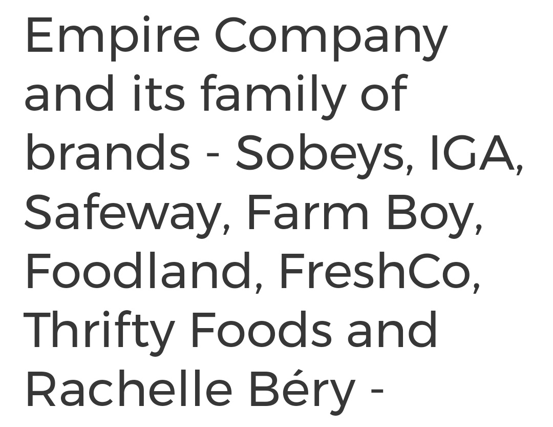 simplyrenee81's tweet photo. The Illusion of choice.

3 major companies pretty much control all the grocery stores in Canada, just like the big 3 telecom companies... It's disgusting and disturbing these companies have so much power, and they don't give a shit about poor folks who cant feed their families. https://t.co/UmwUADWEmS