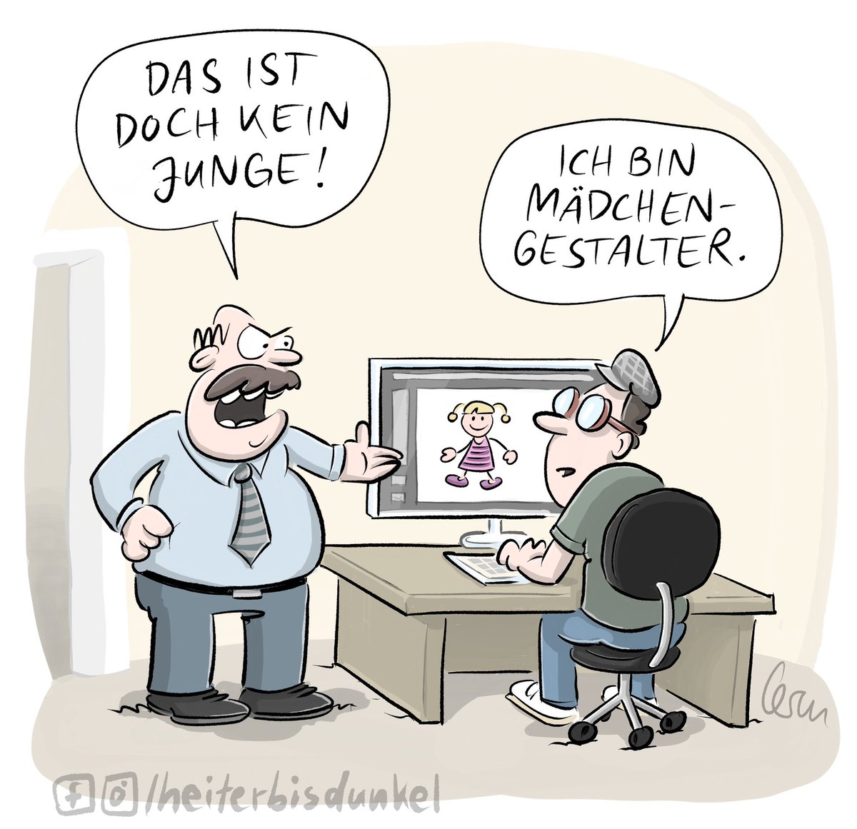 Schönen Sonntag! 😄
#cartoon #flach #mediengestalter #designer #boss #work #cartoons #heiterbisdunkel #lustigebilder #lachen #lustig #funny #satire #witzig #witz #witzbilder #witzbild #ormerod