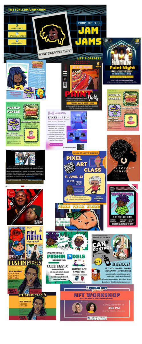 It's easier to show you than tell you! Just in 2022, I've hosted and collaborated for over 20 events and workshops in the Art and Web3 space! Shoutout to all the collab partners who have grown with me and allowed me to share my talents with Web3 and the world! Infinite #gratitude