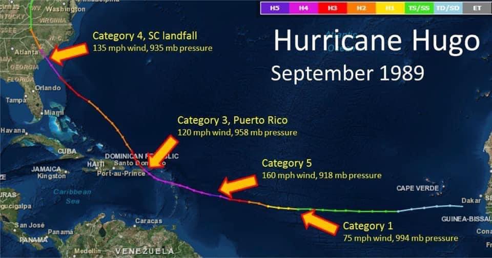 DrKKelly's tweet photo. Thirty-three years ago today, the USVI got pummeled by Hurricane Hugo. At this very moment, Tropical Storm Fiona is making landfall. It’ll surely be a sleepless night. 😔 Accepting all prayers! #VIStrong 🇻🇮🇻🇮 https://t.co/oAX3G0KssE