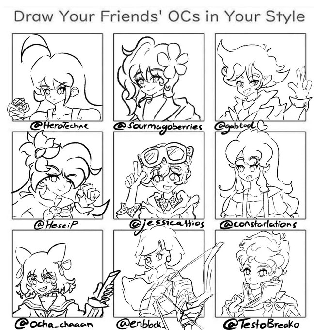 `draw your friends' OCs'it was really fun but also nervewracking drawing other OCs 