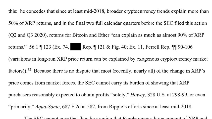 attorneyjeremy1's tweet photo. Video TOMORROW!

I just read the briefs and the SEC has got a couple big problems:

1. Its expert agrees that most of the changes in XRP price are due to market forces (and not Ripple). Ouch.

These types of concessions are perfect for summary judgment. 1/2 https://t.co/lt9u1BX4pI
