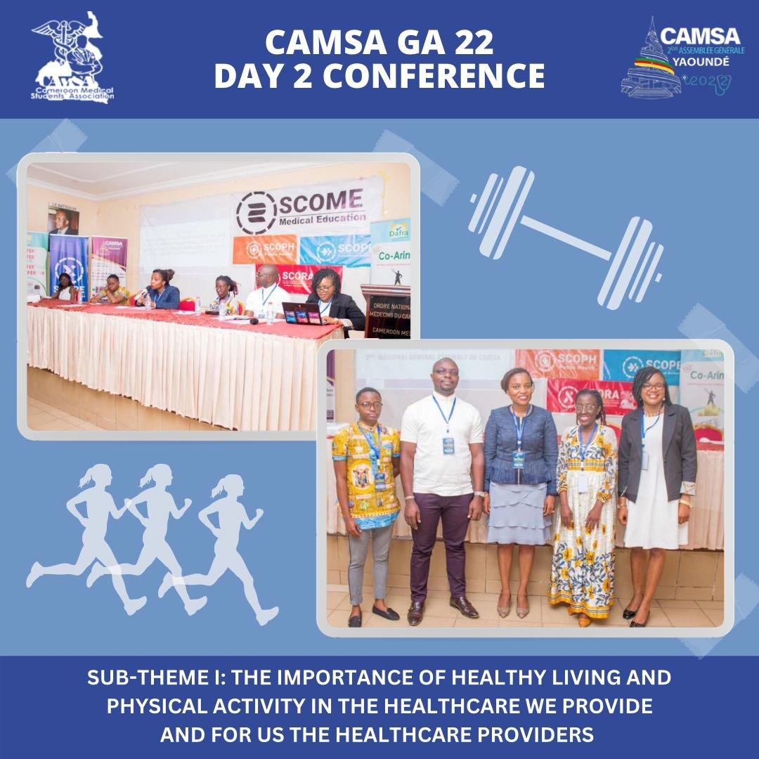 camsacameroon's tweet photo. CAMSA GA 22
Day 2 conference !!!

We were honoured to have this amazing panelist to discuss under the theme : ''Health care students today, Cameroonian Health professionnals tomorrow ''. https://t.co/z8jD41WiCc