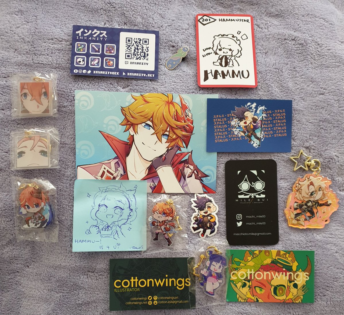 Merch I bought or gifted by my lovely friends!! 😭💜💜💜💜 I love them so much!! I wanna thank you guys for making my first con experience a memory to remember!! @__himey @soulazure_ @peebobabo @cottonwings @_stalus @InxanityOCE @machi_mile00 #CRXAUS #crunchyrollexpo