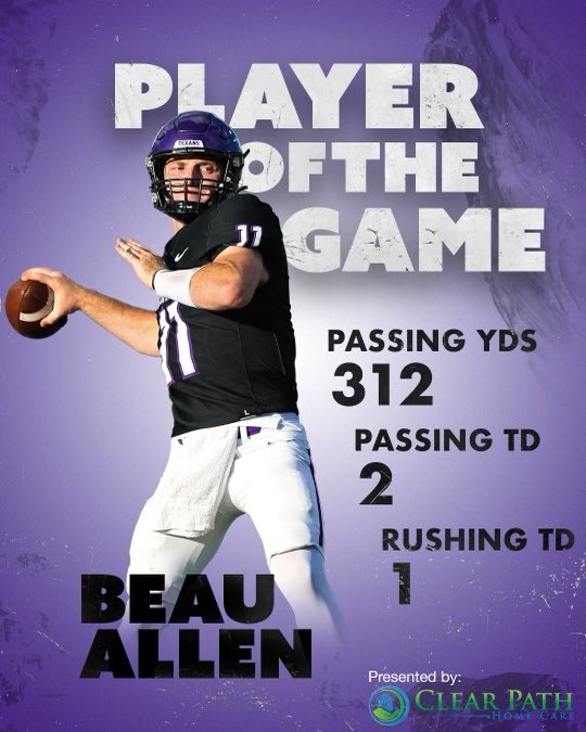 TarletonFB's tweet photo. Tonight’s Player of the Game is none other than QB Beau Allen! 😏 https://t.co/1810mY5sap