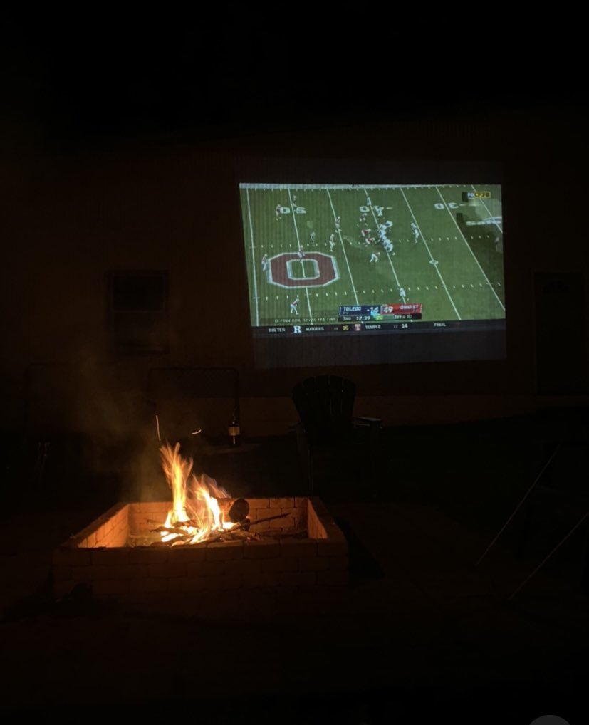 Whetnall81's tweet photo. Perfect night for a fire, friends and some #Buckeye football https://t.co/LfCwvn4Tyq