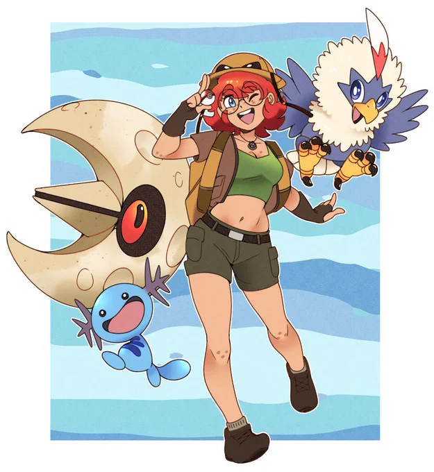 Commission of Trainer Petra and her three Pokemon for @/KanzenSun ! 