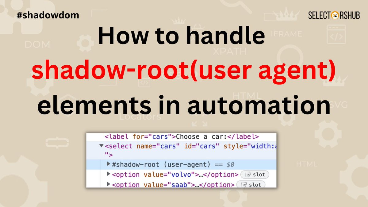 SanjayKumaarr's tweet photo. Hello Testers, in this tutorials I have explained about shadow-root (user-agent). If you are not aware about it or ever faced challenge to handle it while automation, do checkout this tutorial.
https://t.co/iYduB7qYSL

#shadowdom #shadowroot #automationtesting #concepts https://t.co/5cbXaTEt6K