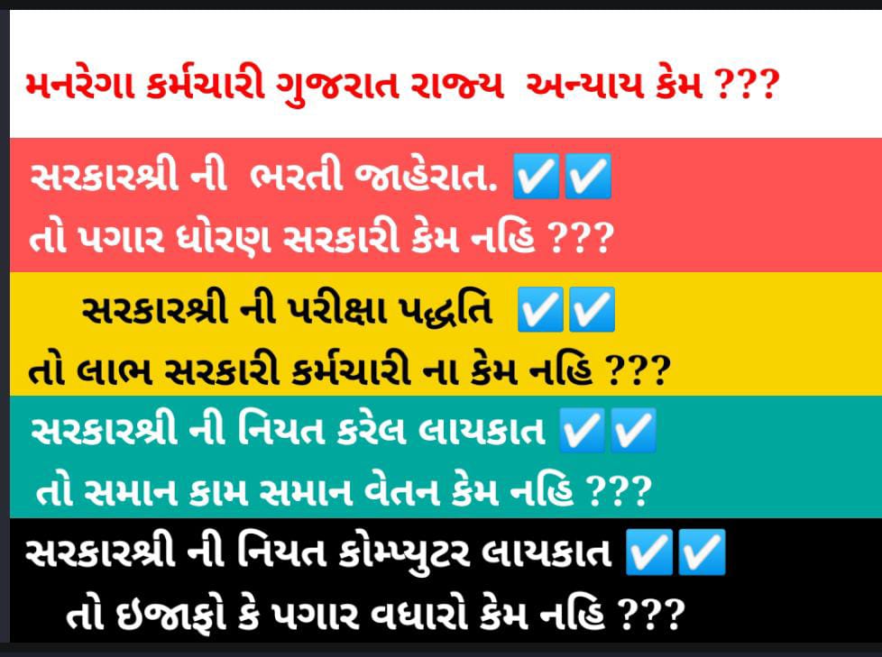 p_kapdiya's tweet photo. મનરેગા કર્મચારી ગુજરાત રાજ્યએ સરકારી કર્મચારી બનવાના તમામ પડાવ સિદ્ધ કર્યા .
વિધિસર જાહેરાત .
આકરી પરીક્ષા. 
નિયત લાયકાત .
સૂચિત કોમ્પ્યુર લાયકાત .
તોય આટલો અન્યાય કેમ...???
@abpasmitatv 
@Ghanshyam_raj29 
@PMOIndia 
@CMOGuj 
@AAPGujarat https://t.co/r1W3wgz5IC