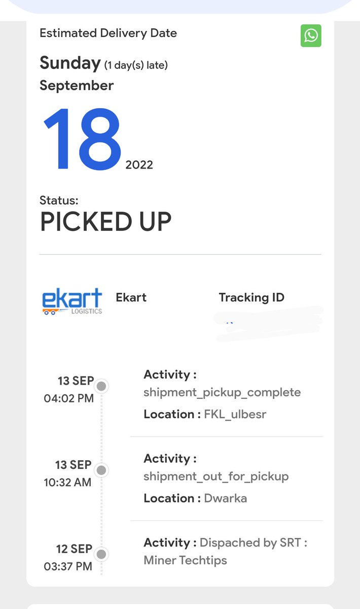 minertechtips's tweet photo. @ekartlogistics where is my package??
I shipped the via shiprocket package on 12th September
The pickup guy came and picked up the package on 13th September
After that there is no update at all 
EDD Was 17th September and its 18th today still no Update of my package where it is https://t.co/T2NnPo5j6T