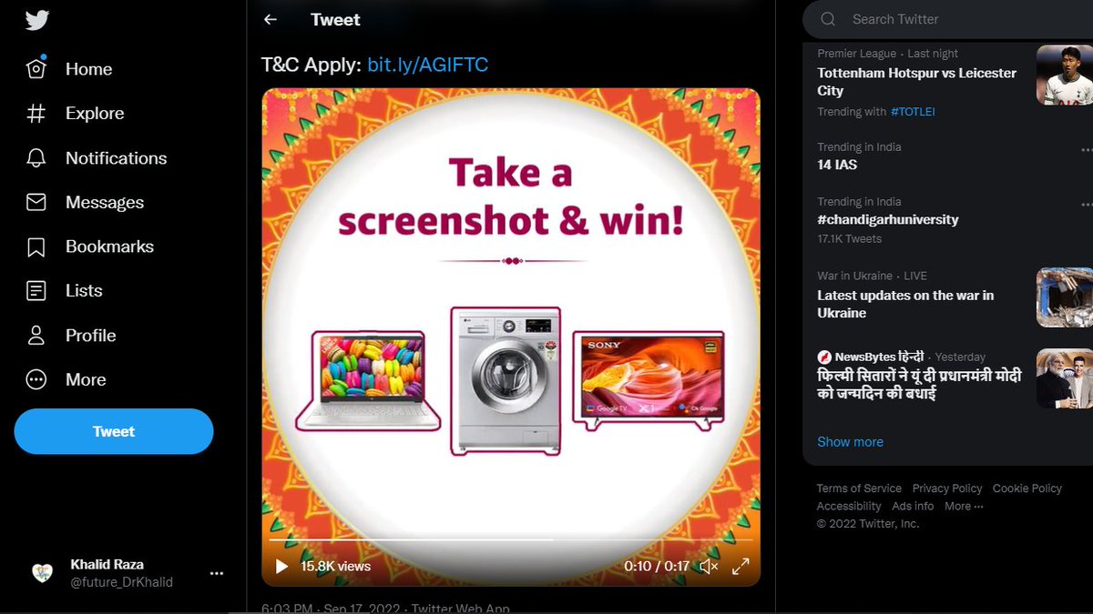 future_DrKhalid's tweet photo. @amazonIN here my screenshot with hope and lots of love😘
@amazonIN 
#AmazonGreatIndianFestival 
#AmazonSeLiya 
#AmazonSpecials 
#AmazonIndia 🙏🙏 https://t.co/zDFf3biCrx