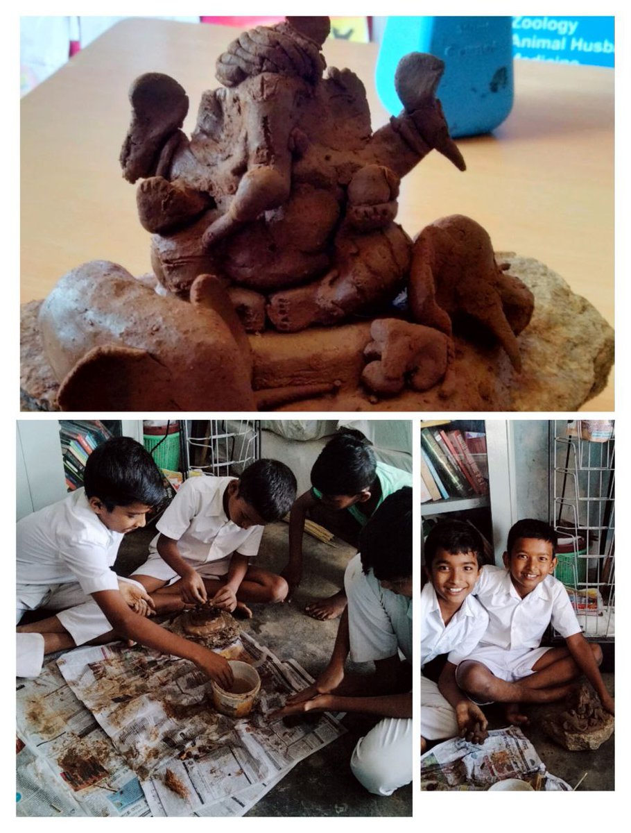 readingkafka's tweet photo. Kids made a clay Ganpati at this rural library in Bettadalsur. #activitycentres #rurallibraries https://t.co/bxfgmhndp5