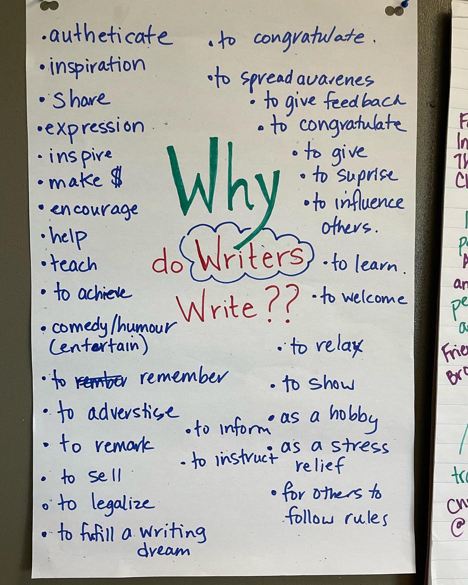 vickidroberts's tweet photo. Visiting classes this week and love seeing the creative and insightful thinking of students! They are off to wonderful year of reading, writing and thinking! #identity #writingcommunity #readingcommunity #middleschool #readeridentity #writeridentity @sd61schools #sd61learn https://t.co/IgCwIZMsTn